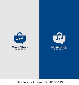 Simple Music Shop Logo Design Easy to Remember, with Double Meaning Paper Bag Element and Musical Note Icon - Vector