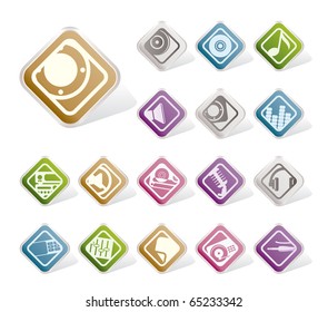 Simple Music and sound icons -  Vector Icon Set