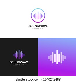 Simple music sound logo. Vector equalizrt logotype icon.