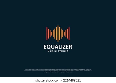 Simple music sound logo. Vector equalizer logotype icon.