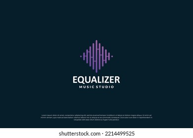 Simple music sound logo. Vector equalizer logotype icon.