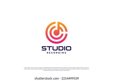 Simple plantilla de diseño de logotipo de estudio de música.