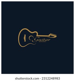 Simple musical guitar instrument logo, for guitar shop, music instrument store, orchestra, guitar lessons, apps, games, music studio, vector