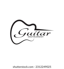 Simple musical guitar instrument logo, for guitar shop, music instrument store, orchestra, guitar lessons, apps, games, music studio, vector