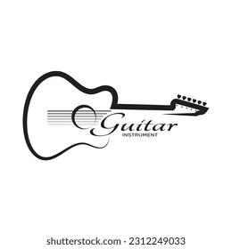 Simple musical guitar instrument logo, for guitar shop, music instrument store, orchestra, guitar lessons, apps, games, music studio, vector