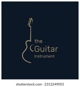 Simple musical guitar instrument logo, for guitar shop, music instrument store, orchestra, guitar lessons, apps, games, music studio, vector