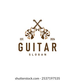 simple musical instrument guitar logo design black silhouette symbol template minimalist guitar