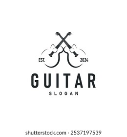 simple musical instrument guitar logo design black silhouette symbol template minimalist guitar