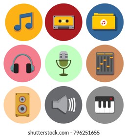 Simple Musical Symbol Icons Vector Illustration Graphic Set