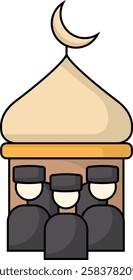 simple muslim pray in the mosque icon illustration