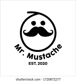 simple mustache face logo vector illustration