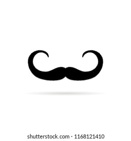 simple mustache icon with shadow. concept of false moustache for fun holiday or facial disguise. flat style trend modern minimal logotype graphic art design element isolated on white background