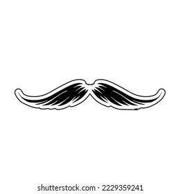 simple mustache vector black color with transparent background