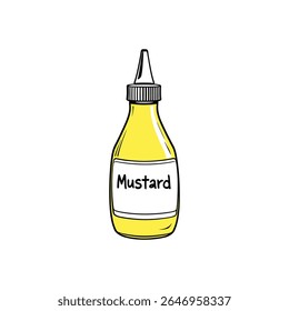 Simple Mustard Bottle with Blank Label Vector Illustration Cartoon Style Condiment Container for Fast Food Marketing Graphics and Cooking Related Icons