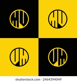 Conjunto de logotipos de círculos de letras de VM y VM simple, adecuado para empresas con iniciales de VM y VM