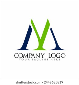 Simple MY or YM letter logo design.