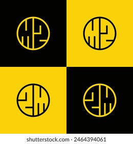 Conjunto simple del logotipo del círculo de las letras de MZ y ZM, conveniente para el negocio con las iniciales de MZ y ZM