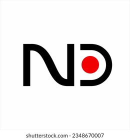Simple N D letter logo design with Japan flag symbol.
