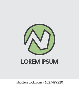 Simple N Negative Space Initial Logo Concept Circle Icon Template