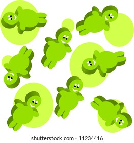A simple naive illustration of litte flying green men as pattern