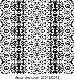 Vector Geo Nativo Simple. Tinta tribal Scribble Batik. Doodle Line Batik. Resumen del patrón azteca oscuro. Patrón de esgrima de color negro. Patrón de Doodle Oscuro en Color Negro. Vector de Doodle de tinta sin soldadura