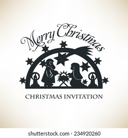 Simple Nativity scene. Christmas invitation