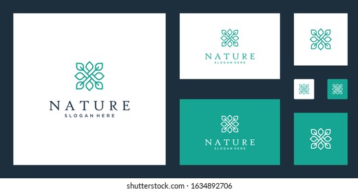 Simple natural flower line logo design inspiration.