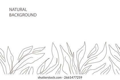 simple natural frame background with leaves.eps