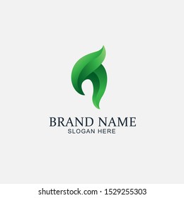 simple natural leaf logo design illustation