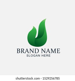 simple natural leaf logo design illustation