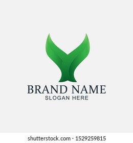 simple natural leaf logo design illustation