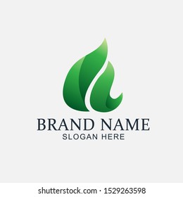 simple natural leaf logo design illustation