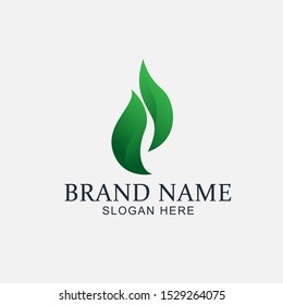 simple natural leaf logo design illustation