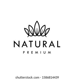 simple natural leaf royal kingdom elegant crown logo design icon 