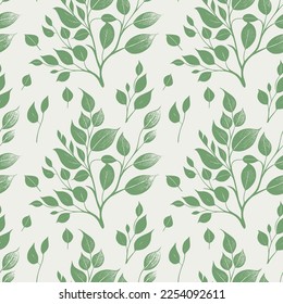 Simple Natural Leaves Seamless Pattern. Vector Illustration EPS10