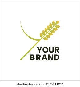 Simple natural logo. A logo formed from the letter y combined with rice or wheat stalks.