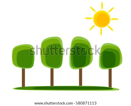 Simple Natural Nackground with Tree and Sun. Vector Illustration EPS10