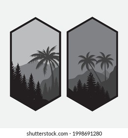 simple natural scenery illustration design template