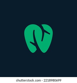 simple natural tooth logo. dental tree logo. tooth tree branch logo.