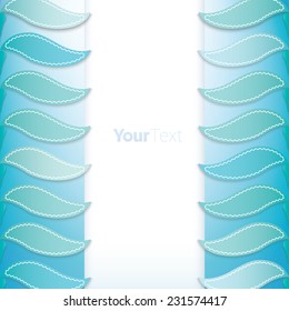 Simple natural vector leaves illustration in cold blue and turquoise and cyan color composition for business or event invitation