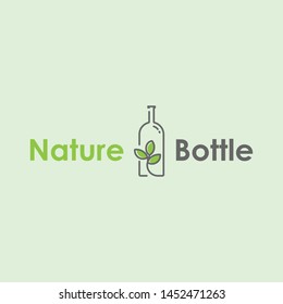 Simple Nature Bottle icon logo design template, Creative Nature Bottle Flat Design