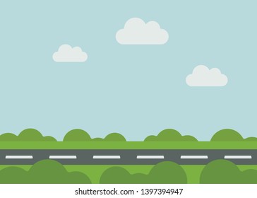 Simple nature cartoon background with road for your travelling design