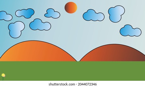 caricatura de naturaleza simple con cielo de fondo