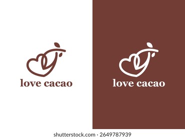 simple nature cocoa love logo design vector.cacao lover vector design	