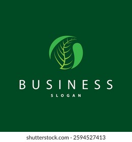 simple nature concept template illustration with minimalist green leaf logo for greening