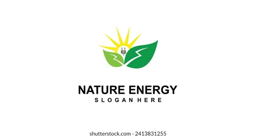 Simple nature energy logo design with modern concept| premium  vector
