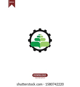 Simple nature gear logo vector design
