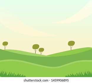 simple nature green landscape hills in the countryside. Vector illustration