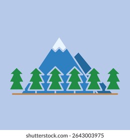 simple nature icon with forest and mountain in it