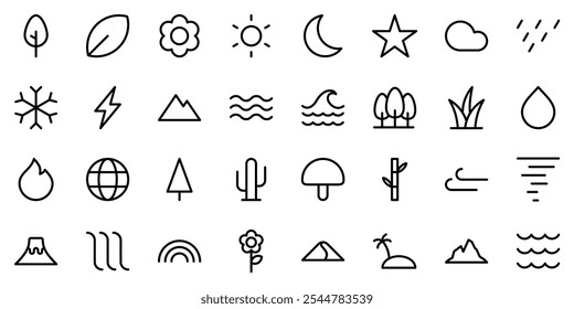 simple nature icon set. icon vector collection.